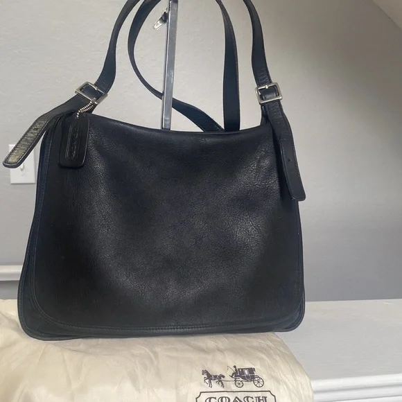 COACH #9134 Vintage Black Leather Large
Flap Crossbody Shoulder Saddle Bag. - Picture 1 of 9